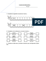 Control de Matematica Numeros Del 0 Al 20