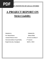 A Project Report On Strict Liabilty: University Institute of Legal Studies