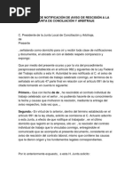 Solicitud de Notificación de Aviso de Rescisión A La Junta de Conciliación y Arbitraje