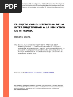 Bonoris, Bruno (2013) - EL SUJETO COMO INTERVALO DE LA INTERSUBJETIVIDAD A LA IMMIXTION DE OTREDAD PDF