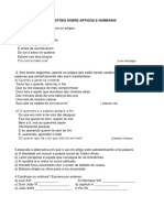 Questões Sobre Artigos e Numerais 1º Ano A