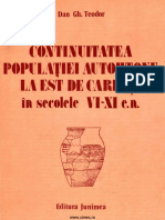 Dan Teodor Continuitatea Populatiei Autohtone La Est de Carpati 1984 PDF