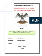 Evolucion de La Histología A Traves Del Tiempo y La Importancia en La Medicina Actual