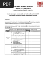 Lista de Cotejo General Diseño de Reactivos