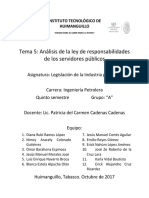 Tema 5: Análisis de La Ley de Responsabilidades de Los Servidores Públicos