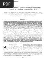 Experience With The Continuous Glucose Monitoring System in A Medical Intensive Care Unit
