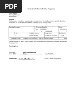 Tranning Letter Format