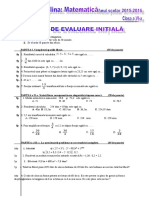 Test Initial Matematica Clasa A Via