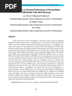 Investigation of Thermal Performance of Finned, Water-PCM, Double Tube Heat Recovery