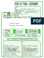 At in On Preposition of Time Activity