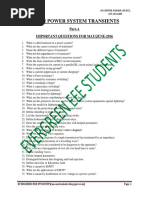 Ee6002 Power System Transients: Part-A Important Questions For May/June-2016