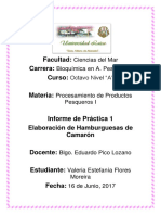 Informe de Elaboración de Hamburguesa de Camarón