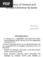 Dishonour of Cheques and Wrongful Dishonour by Banks