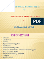 A Technical Presentation: Telephone Numbering Plans