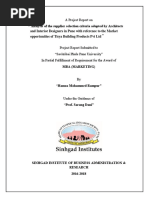 Analysis of The Supplier Selection Criteria Adopted by Architects and Interior Designers in Pune With Reference To The Market Opportunities of Tisya Building Products PVT LTD