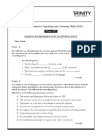 Sample Worksheet 3 Listening Class IX