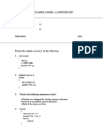 Predict The Output or Error(s) For The Following