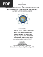 Thermodynamic Analysis of Vapour Cascade Refrigaration System Using R-12 & R-404a (Alternative Refrigarent)