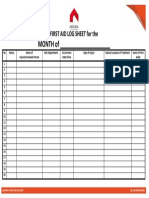 Monthly First Aid Log Sheet