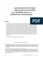 A Estruturação Do Poder Local em Angola e A Contribuição Do Processo Do Encontro Das Comunidades para o Seu Fortalecimento e Democratizaçõ