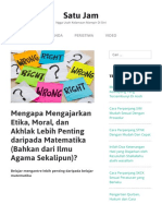 Mengapa Mengajarkan Etika, Moral, Dan Akhlak Lebih Penting Daripada Matematika (Bahkan Dari Ilmu Agama Sekalipun) ? - Satu Jam