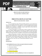 Preguntas para El Examen de Conocimientos - Comunicacion y Plan Lector 2017