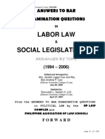 Labor Law and Social Legislation Suggested Answers