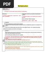 Lesson Plan - Multiplication