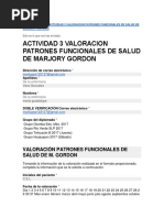 Gracias Por Rellenar Actividad 3 Valoracion Patrones Funcionales de Salud de Marjory Gordon