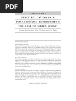 Peace Education in A Post-Conflict Environment - The Case of Sierra Leone