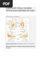 Exploración Física y Pruebas Clínicas para Patología de Codo