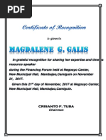 Certificate of Recognition - Training