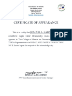 Certificate of Appearance