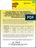 Adjustment in The Premium Contributions of The Employed Sector Program To Sustain The National Health Insurance Program (Nhip)