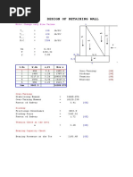 Design of Retaining Wall: S.No W, LB X, FT M W X