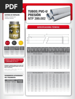 F.T. Tubo PVCU Presion NTP 399.003 399.002