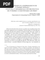 ¿De Campesinos A Empresarios de Turismo Rural? Cultura y Desarrollo en Proyectos de Turismo Comunitario en Perú