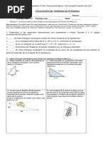 Evaluación Del Teorema de Pitágoras 8°