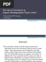 The Use of Cornstarch As Organic/Biodegradable Plastic Sheet