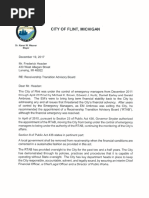 Letter From Flint Mayor Karen Weaver To RTAB State Financial Oversight