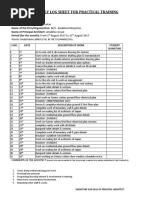 Monthly Log Sheet For Practical Training