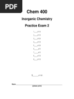 Chem 400: Inorganic Chemistry Practice Exam 2