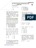 Soal Uji Coba Ujian Nasional Matematika SMP - Tipe A