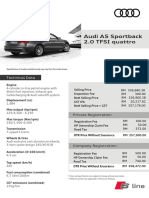 Audi A5 Sportback 2.0 TFSI Quattro: Technical Data