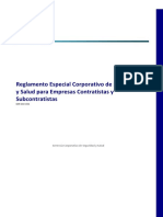 Reglamento Especial Corporativo de SSO para Empresas Contratistas (31 Dic)