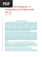 People of The Philippines Vs Sandiganbayan and Bienvenido Tan