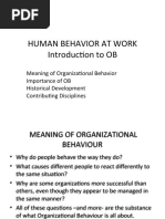 Human Behavior at Work Introduction To OB