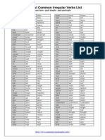 Most Common Irregular Verbs PDF