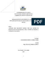 Analisis Del Maltrato Animal Por Los Dueños de Las Mascotas en El Sector de La Cdla. Coviem Al Sur de La Ciudad de Guayaquil