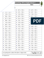 Adding / Subtracting 100 (3-Digit) Sheet 1